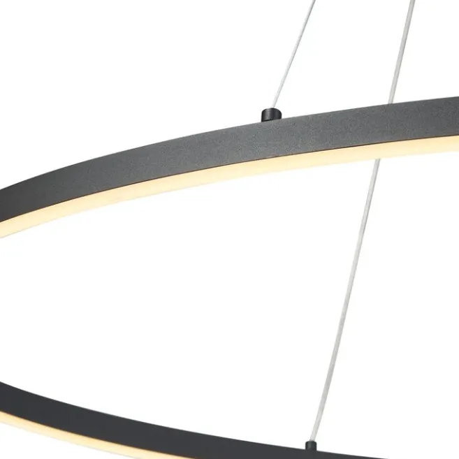 QAZQA Design-Pendelleuchte Schwarz Oval 120cm inkl. LED 3-Stufen-Dimmbar - Ovallo