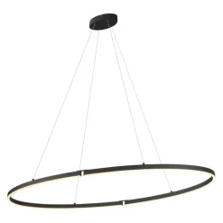 QAZQA Design-Pendelleuchte Schwarz Oval 120cm inkl. LED 3-Stufen-Dimmbar - Ovallo