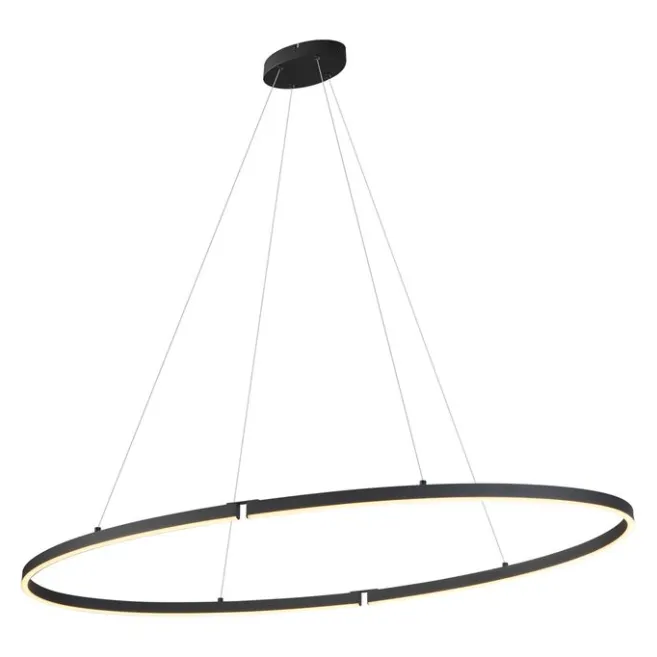 QAZQA Design-Pendelleuchte Schwarz Oval 120cm inkl. LED 3-Stufen-Dimmbar - Ovallo