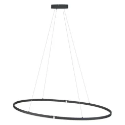 QAZQA Design-Pendelleuchte Schwarz Oval 120cm inkl. LED 3-Stufen-Dimmbar - Ovallo