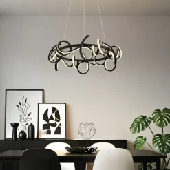 QAZQA Design-Pendelleuchte schwarz rund, 3-Stufen-Dimmbar - Krisscross