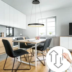 Paul Neuhaus Design-Pendelleuchte Schwarz inkl. dimmbarer LED Easylift - Hoop