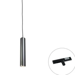 QAZQA Design-Pendelleuchte Schwarz inkl. Schienenadapter 1-phasig - Slimline Tuba Small