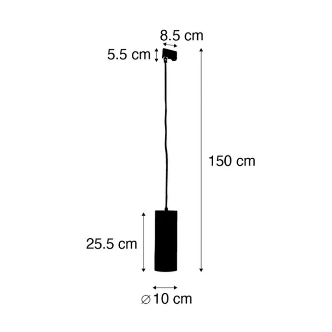 QAZQA Professional Design-Pendelleuchte Schwarz inkl. Schienenadapter 3-Phasen - 3-Phasen Tubo