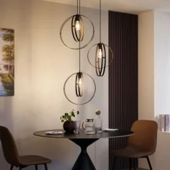 QAZQA Design-Pendelleuchte schwarz rund 3-flammig - Indu