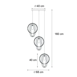 QAZQA Design-Pendelleuchte schwarz rund 3-flammig - Indu