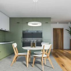 Steinhauer Design-Pendelleuchte weiß inklusive dimmbarer LED - Ringlede