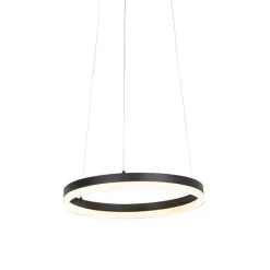 QAZQA Design-Ring-Hängelampe schwarz 40 cm inkl. LED und Dimmer - Anello