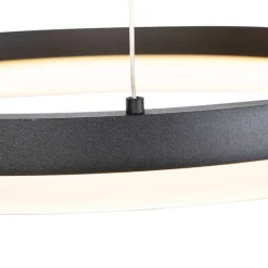 QAZQA Design-Ring-Hängelampe schwarz 40 cm inkl. LED und Dimmer - Anello