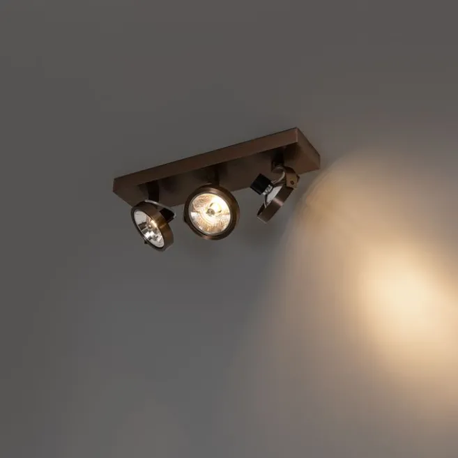 QAZQA Design-Spot dunkelbronze verstellbar 3-flammig - Go