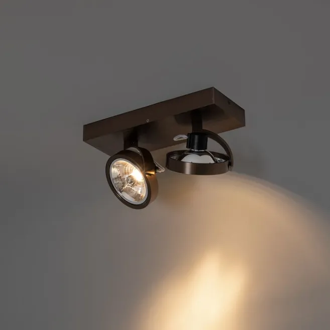 QAZQA Design-Spot dunkelbronze verstellbar 2-flammig - Go
