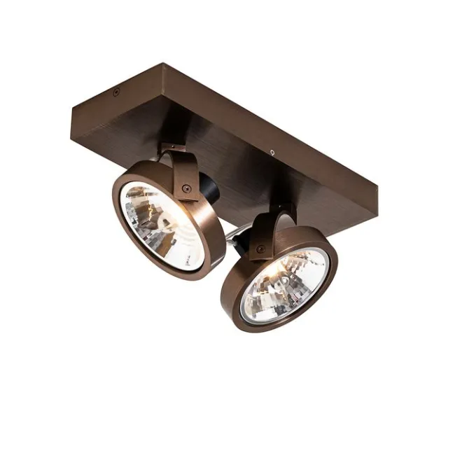 QAZQA Design-Spot dunkelbronze verstellbar 2-flammig - Go
