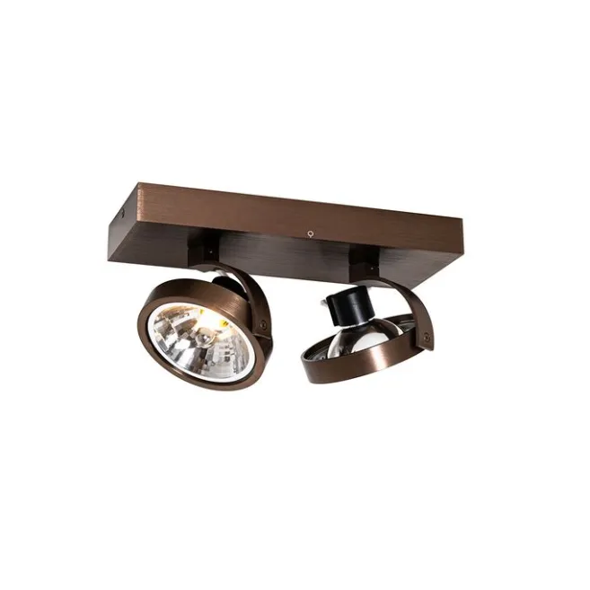 QAZQA Design-Spot dunkelbronze verstellbar 2-flammig - Go