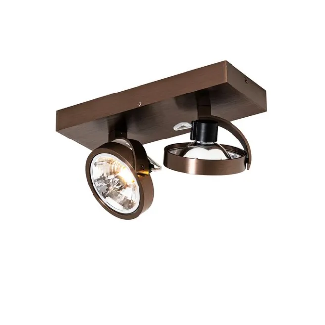 QAZQA Design-Spot dunkelbronze verstellbar 2-flammig - Go