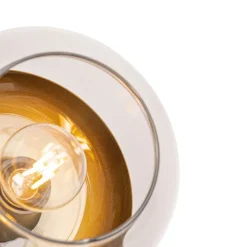 QAZQA Design-Spot schwarz mit Gold und Rauchglas 3-flammig rund – Kyan