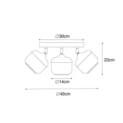 QAZQA Design-Spot schwarz mit Gold und Rauchglas 3-flammig rund – Kyan