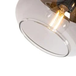 QAZQA Design-Spot schwarz mit Gold und Rauchglas 3-flammig rund – Kyan