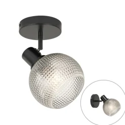 QAZQA Designspot schwarz mit Rauchglas - Chico