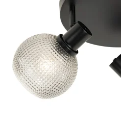 QAZQA Design-Spot schwarz mit Rauchglas 3-flammig rund - Chico
