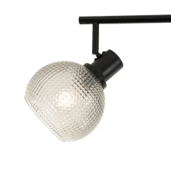 QAZQA Design-Spot schwarz mit Rauchglas 3-flammig - Chico