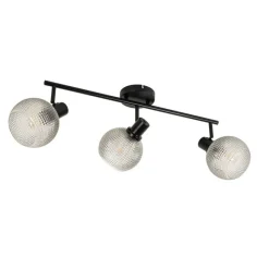 QAZQA Design-Spot schwarz mit Rauchglas 3-flammig - Chico