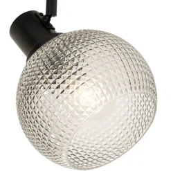 QAZQA Design-Spot schwarz mit Rauchglas 3-flammig - Chico