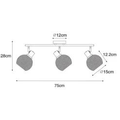 QAZQA Design-Spot schwarz mit Rauchglas 3-flammig - Chico