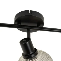 QAZQA Design-Spot schwarz mit Rauchglas 3-flammig - Chico