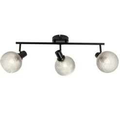 QAZQA Design-Spot schwarz mit Rauchglas 3-flammig - Chico