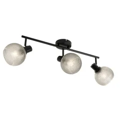 QAZQA Design-Spot schwarz mit Rauchglas 3-flammig - Chico