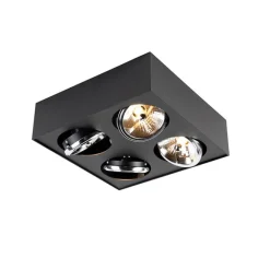 QAZQA Design-Spot schwarz quadratisch 4-flammig - Kaya