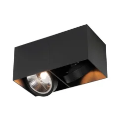 QAZQA Design-Spot schwarz rechteckig AR111 2-flammig - Box