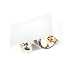 QAZQA Design-Spot weiß rechteckig 2-flammig - Box