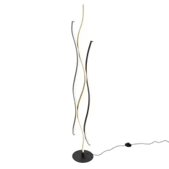 Trio Leuchten Design-Stehleuchte Schwarz mit Gold inkl. Dimmbarer LED - Blaze