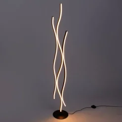 Trio Leuchten Design-Stehleuchte Schwarz mit Gold inkl. Dimmbarer LED - Blaze