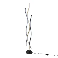 Trio Leuchten Design-Stehleuchte Schwarz mit Gold inkl. Dimmbarer LED - Blaze