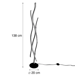 Trio Leuchten Design-Stehleuchte Schwarz mit Gold inkl. Dimmbarer LED - Blaze