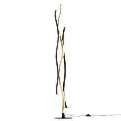 Trio Leuchten Design-Stehleuchte Schwarz mit Gold inkl. Dimmbarer LED - Blaze