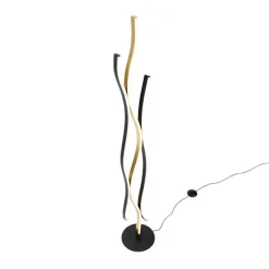 Trio Leuchten Design-Stehleuchte Schwarz mit Gold inkl. Dimmbarer LED - Blaze