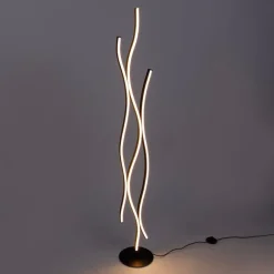 Trio Leuchten Design-Stehleuchte Schwarz mit Gold inkl. Dimmbarer LED - Blaze