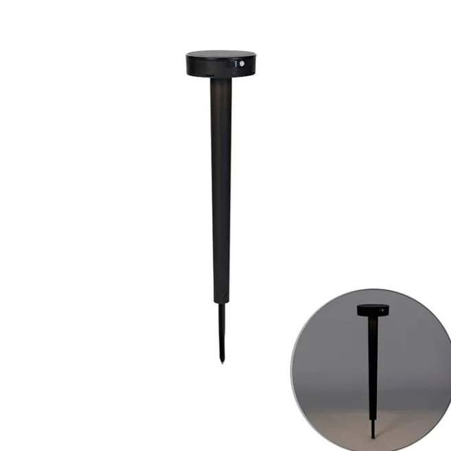 QAZQA Design-Stiftspot schwarz inkl. LED und Dimmer IP55 Solar - Fiorina