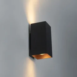 QAZQA Design-Wandleuchte quadratisch schwarz mit goldener Innenseite - Sab