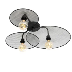 QAZQA Design-Wandleuchte schwarz mit Netz 3-flammig – Jane