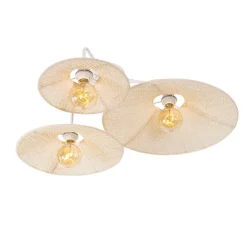 QAZQA Design-Wandleuchte weiß mit Stoff 3-flammig – Jane