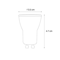 LUEDD Dimmbare GU10 LED-Glühbirne 35 mm, 4 W, 228 lm, 2200 K