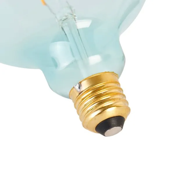 LUEDD E27 dimmbare LED Spiralfadenlampe G125 blau 4W 180lm 1800K