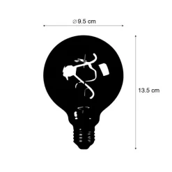 LUEDD E27 dimmbare LED Spiralfadenlampe G95 Rauch 3W 95 lm 1800K