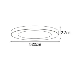 QAZQA Einbau- oder Aufbaustrahler weiß 22 cm inkl. LED 3 Stufen dimmbar bis warm - Trans