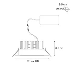 QAZQA Professional Einbaustrahler schwarz 9,5 cm inkl. LED 1300lm dimmbar IP23 - Gaius