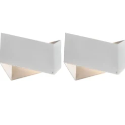 QAZQA 2er Set Design Wandlampen weiß - Fold
